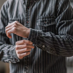 Chemise Rayée en Denim Homme Hector – Chemise Vintage à Fines Rayures Manches Longues