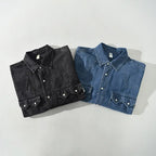 Chemise Western en Jean Homme Camargue – Chemise Denim Manches Longues à Pressions Nacrées