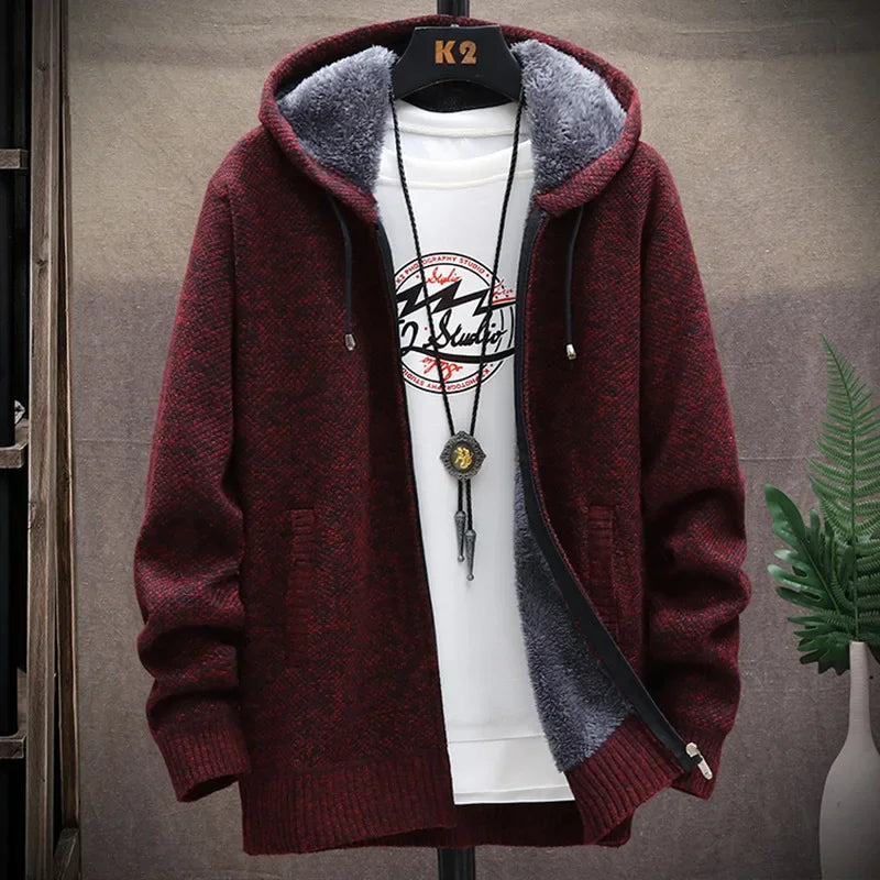 Sweat à Capuche Long Zippé Homme Hardelot – Hoodie Gaufré Doublé Polaire Coupe Longue