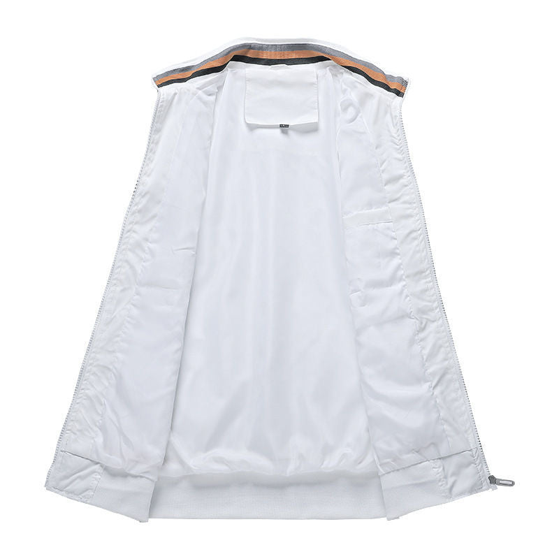 Veste de Terrain Homme Charente – Blouson Coupe-Vent Imperméable Zippé à Bandes Rétro