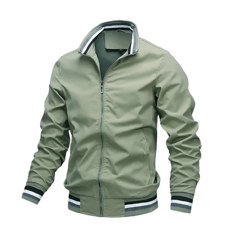 Veste de Terrain Homme Charente – Blouson Coupe-Vent Imperméable Zippé à Bandes Rétro