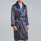 Peignoir de Chambre Homme Valmont – Robe de Chambre Satinée Motif Baroque avec Ceinture