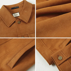 Veste en Cuir Grainé Homme Cambon – Blouson Cuir Boutonné Vintage à Poches à Rabat