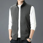 Gilet en Maille Zippé Homme Corrèze – Gilet Sans Manches Col Roulé en Coton Tricoté