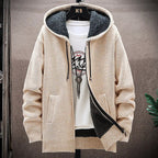 Sweat à Capuche Long Zippé Homme Hardelot – Hoodie Gaufré Doublé Polaire Coupe Longue