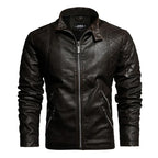 Blouson en Cuir Vintage Homme Morlaix – Veste Cuir Véritable Doublée Laine à Poches Zippées