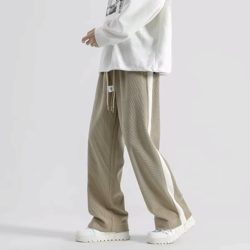 Pantalon en Velours Côtelé Homme Fréjus – Jogging Décontracté à Bandes Rétro et Cordon