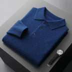 Polo Manches Longues en Laine Mérinos Homme Vernon – Polo Maille Élégant et Extensible