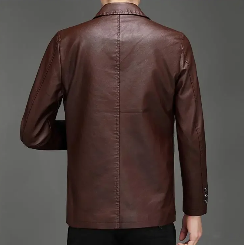 Veste en Simili Cuir Homme Cannes – Blouson Boutonné Style Italien Années 60, Finition Mate