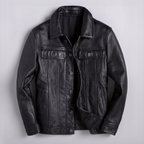 Veste en Cuir Boutonnée Homme Bastien – Blouson Cuir Véritable Vintage à 4 Poches