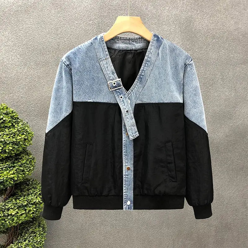 Veste Vintage Homme Étretat – Blouson en Coton à Pressions et Finitions Denim