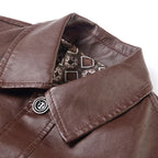 Veste en Simili Cuir Homme Cannes – Blouson Boutonné Style Italien Années 60, Finition Mate