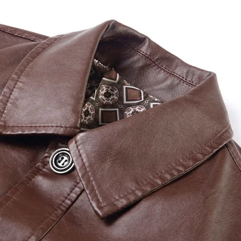 Veste en Simili Cuir Homme Cannes – Blouson Boutonné Style Italien Années 60, Finition Mate