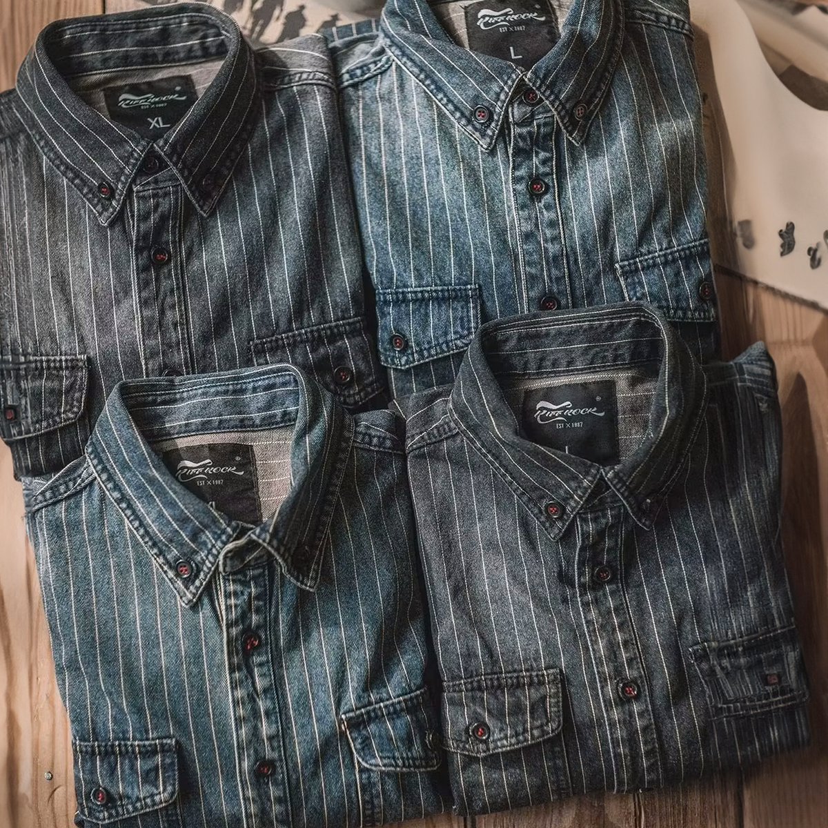 Chemise Rayée en Denim Homme Hector – Chemise Vintage à Fines Rayures Manches Longues