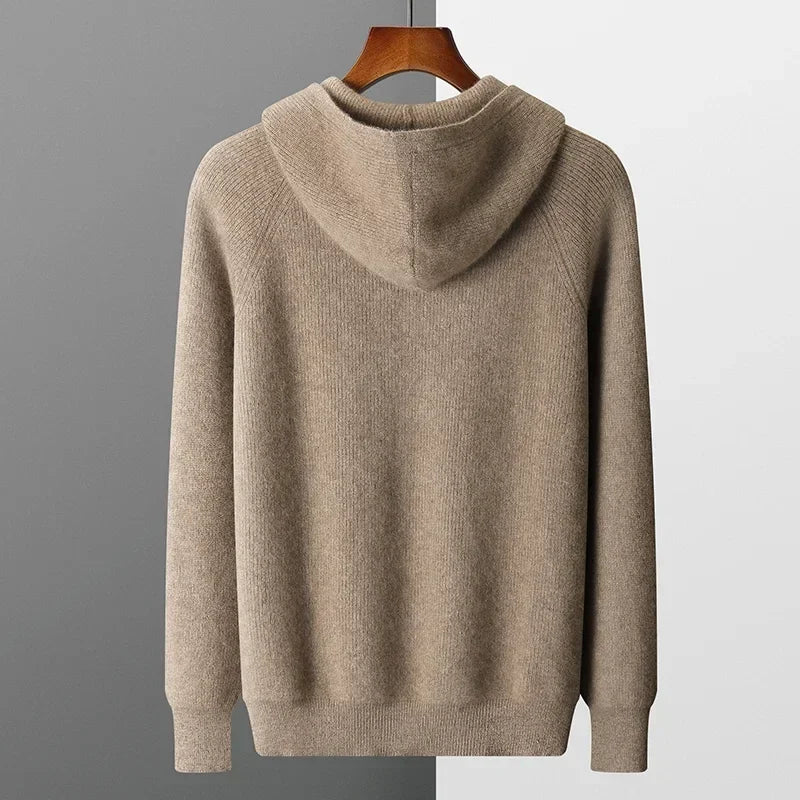 Sweat à Capuche en Maille Laine et Cachemire Homme Valence – Hoodie Tricot Doux et Chaud
