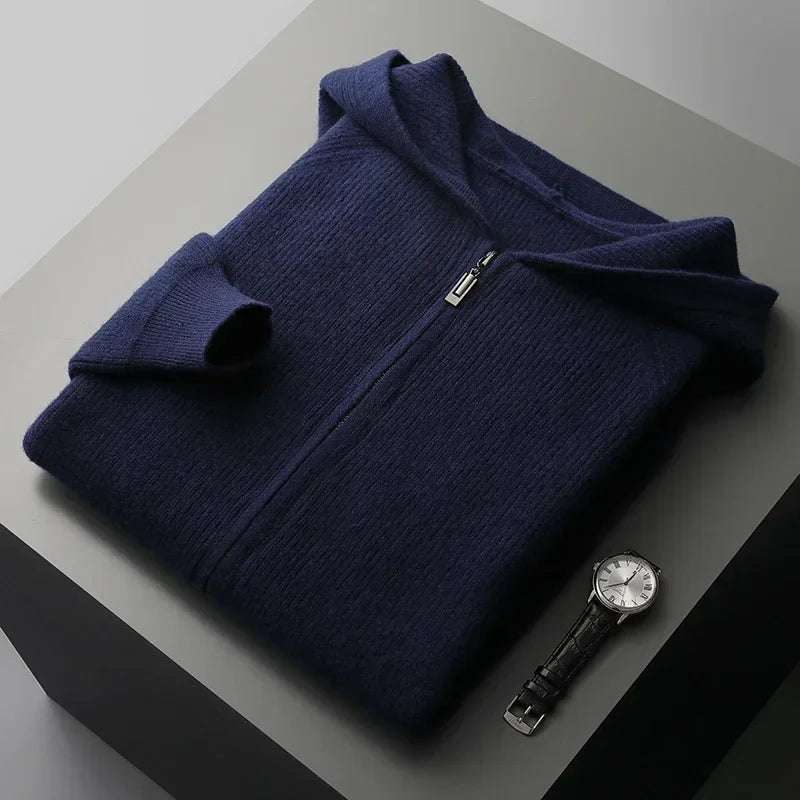 Sweat à Capuche en Maille Laine et Cachemire Homme Valence – Hoodie Tricot Doux et Chaud