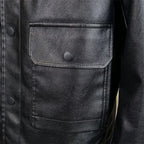 Blouson en Cuir Vintage Homme Rochefort – Veste Cuir Patinée à Pressions et Poches à Rabat