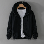 Veste à Capuche en Lin Homme Ferret – Hoodie Lin et Coton Boutonné, Léger et Respirant