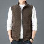 Gilet en Maille Zippé Homme Corrèze – Gilet Sans Manches Col Roulé en Coton Tricoté