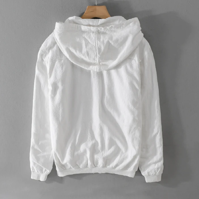 Veste à Capuche en Lin Homme Ferret – Hoodie Lin et Coton Boutonné, Léger et Respirant