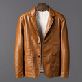 Blazer en Cuir Homme Hauteville – Veste de Costume en Cuir Fini Main, Coupe Rétro