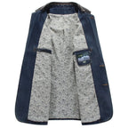 Blazer en Jean Homme Versailles – Veste Denim Ajustée à Col et Rabats en Cuir