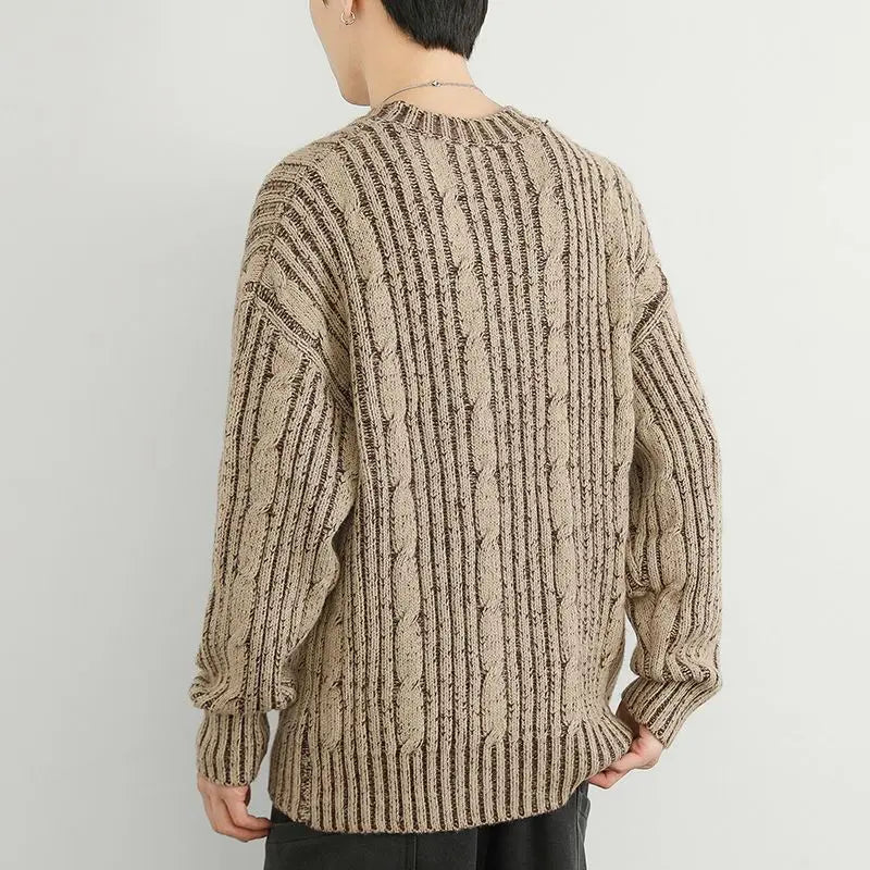 Pull Torsadé en Laine Homme Mont-Blanc – Pull Épais Maille Torsadée Col Rond