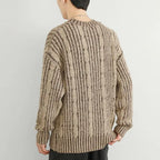Pull Torsadé en Laine Homme Mont-Blanc – Pull Épais Maille Torsadée Col Rond