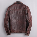 Veste en Cuir Boutonnée Homme Bastien – Blouson Cuir Véritable Vintage à 4 Poches
