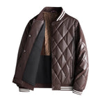 Blouson en Cuir Pleine Fleur Homme Clément – Veste Cuir Matelassée Vintage à Boutons Pression