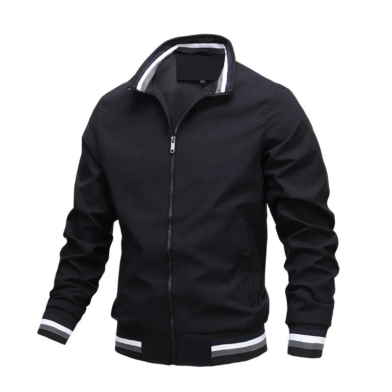 Veste de Terrain Homme Charente – Blouson Coupe-Vent Imperméable Zippé à Bandes Rétro