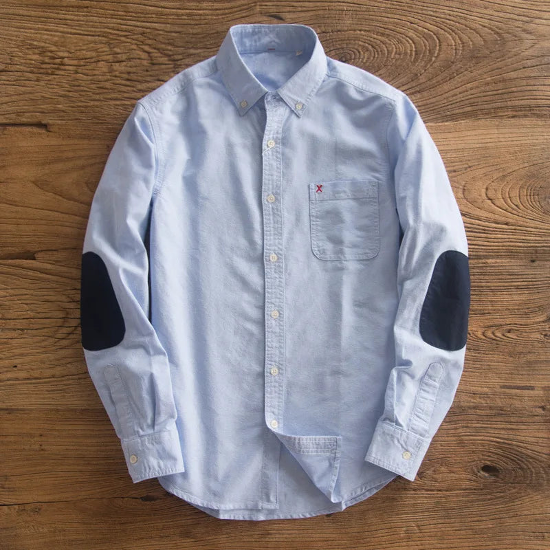 Chemise Vintage en Coton Homme Hennebont – Chemise 100 % Coton Manches Longues à Finitions Rétro