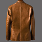 Blazer en Cuir Homme Hauteville – Veste de Costume en Cuir Fini Main, Coupe Rétro