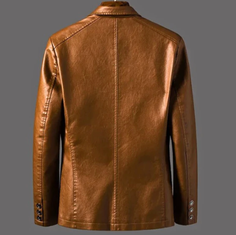 Blazer en Cuir Homme Hauteville – Veste de Costume en Cuir Fini Main, Coupe Rétro