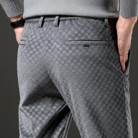 Pantalon à Carreaux Homme Honfleur – Pantalon en Velours Côtelé Rétro à Taille Élastique et Passants