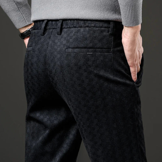Pantalon à Carreaux Homme Honfleur – Pantalon en Velours Côtelé Rétro à Taille Élastique et Passants