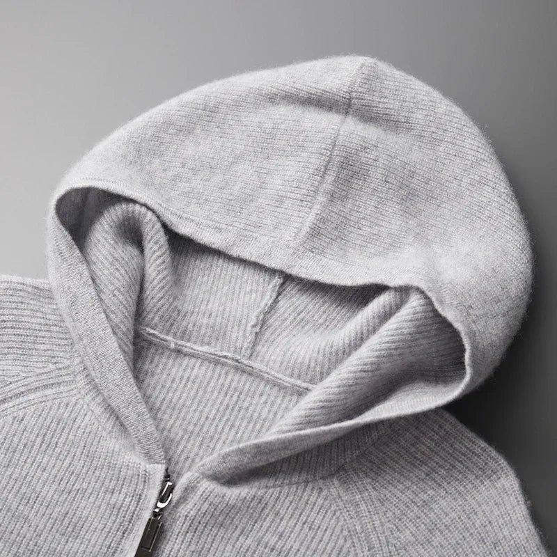 Sweat à Capuche en Maille Laine et Cachemire Homme Valence – Hoodie Tricot Doux et Chaud