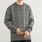 Pull Torsadé en Laine Homme Mont-Blanc – Pull Épais Maille Torsadée Col Rond