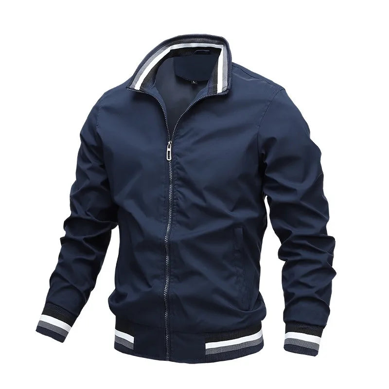Veste de Terrain Homme Charente – Blouson Coupe-Vent Imperméable Zippé à Bandes Rétro