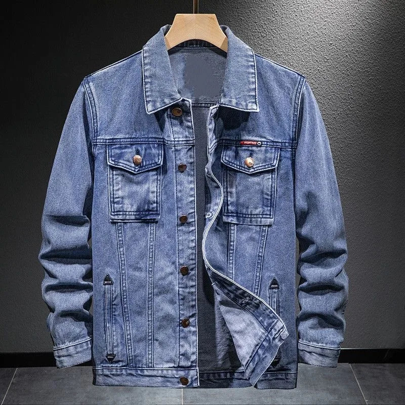 Veste en Jean Trucker Homme Lozère – Veste Denim Délavée Boutonnée à Col Classique