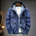 Veste en Jean à Capuche Homme Rambouillet – Hoodie Denim Délavé Boutonné à Capuche Oversize