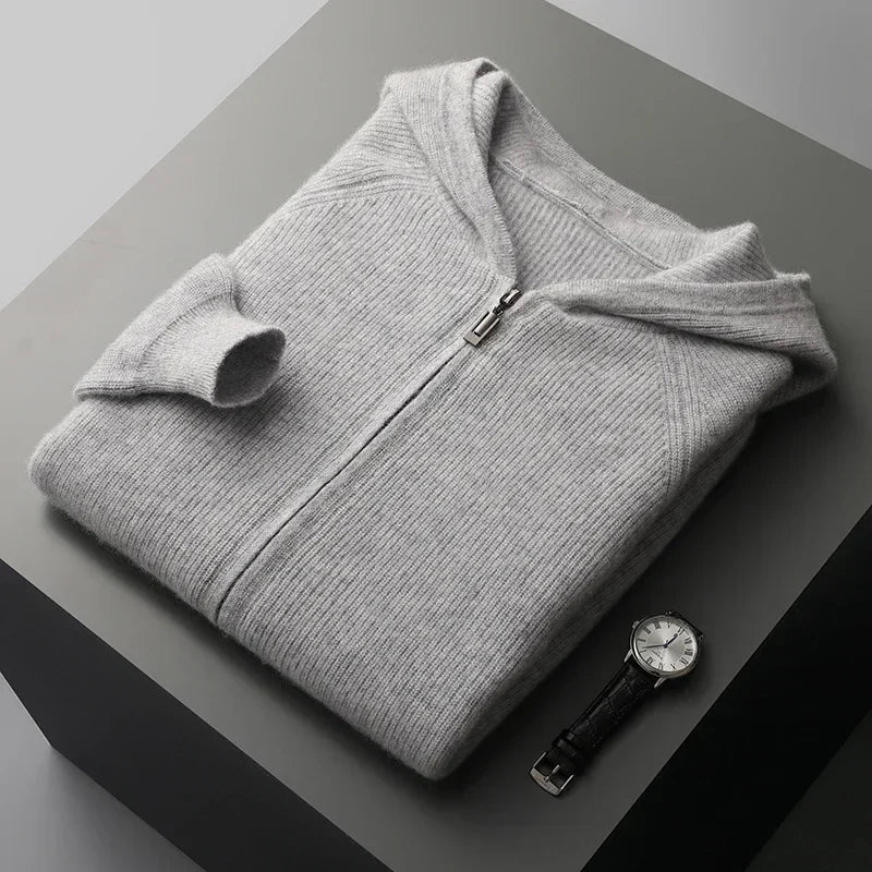 Sweat à Capuche en Maille Laine et Cachemire Homme Valence – Hoodie Tricot Doux et Chaud