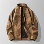 Veste en Daim Italien Homme Kerlouan – Blouson Suède Rétro à Poches et Poignets Zippés