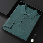 Polo Manches Longues en Laine Homme Bréhat – Polo Maille Chaud et Extensible