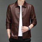 Veste en Simili Cuir Homme Cannes – Blouson Boutonné Style Italien Années 60, Finition Mate