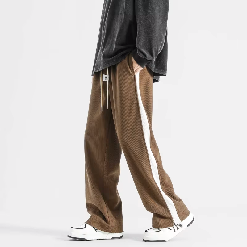 Pantalon en Velours Côtelé Homme Fréjus – Jogging Décontracté à Bandes Rétro et Cordon