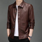 Veste en Simili Cuir Homme Cannes – Blouson Boutonné Style Italien Années 60, Finition Mate