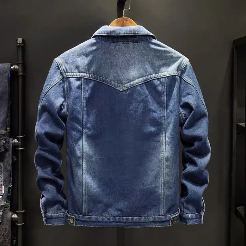Veste en Jean Homme Marceau – Veste Denim Délavée Vintage Boutonnée, Doublure Coton