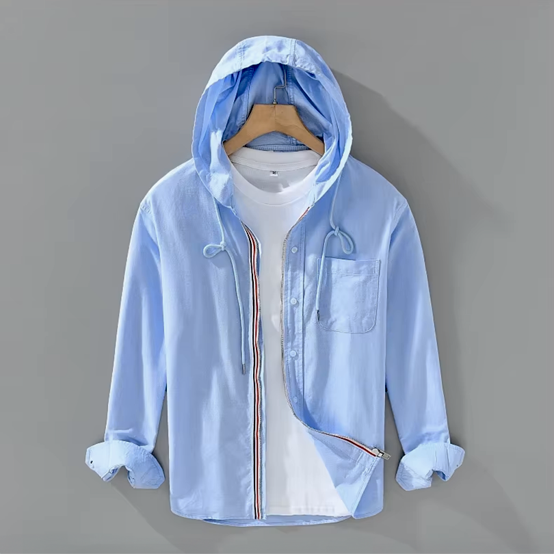 Veste à Capuche Zippée en Coton Homme Frontignan – Hoodie 100 % Coton Léger à Rayures