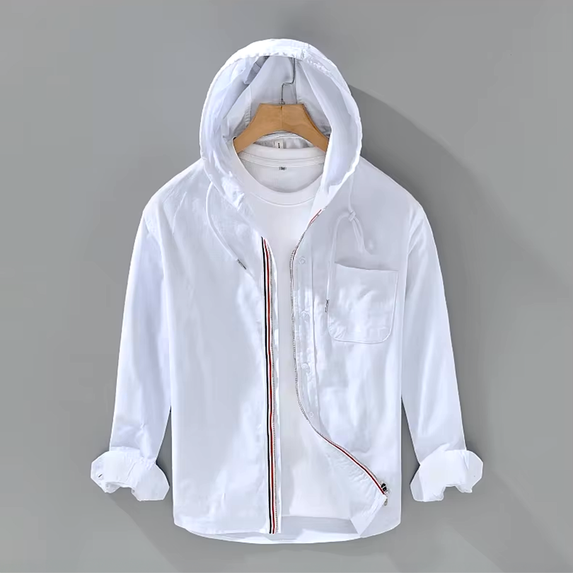 Veste à Capuche Zippée en Coton Homme Frontignan – Hoodie 100 % Coton Léger à Rayures